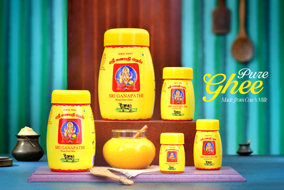 Supplying pure Sri Ganapathi ghee in 5L & 15L tins globally, bringing Madurai’s rich flavors abroad.