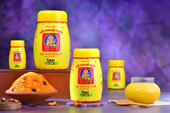 Trusted ghee supplier offering pure ceremonial ghee for Ganapathy temples in Thrissur, Kerala