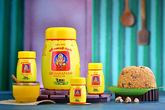 Pure cow ghee used by Pondicherry hotels and restaurants for dosa, pongal, sweets, & festive dishes