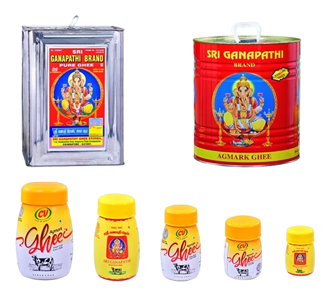 AGMARK pure desi cow ghee for temple pooja, homam, lamps and prasadam in Erode. Bulk packs available.
